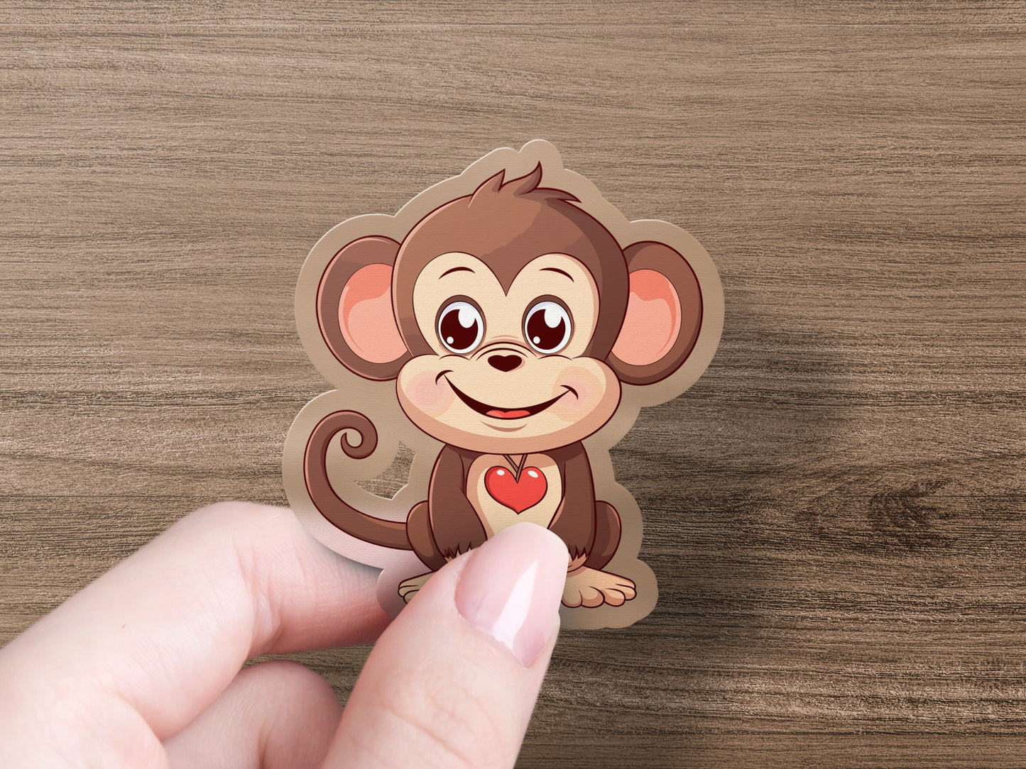 Cute Monkey with Heart Sticker Decal product
