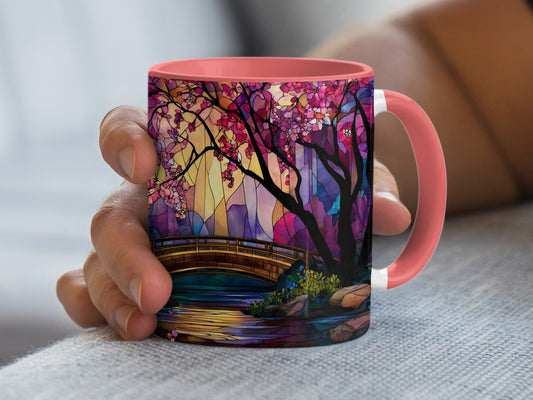 Colorful Bridge and Blossoming Trees Mug product