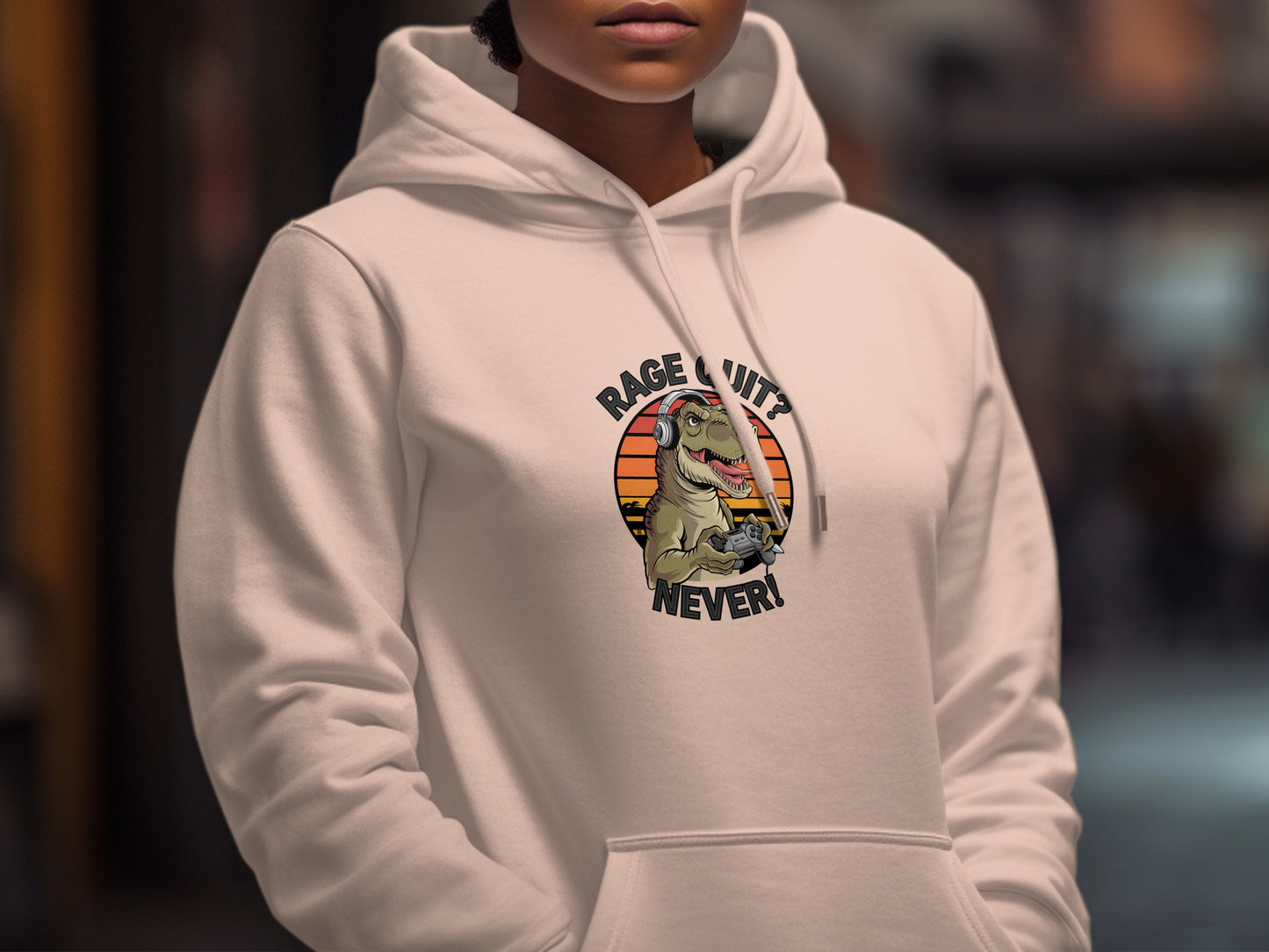 Rage Quit Never Dinosaur Gamer Pullover Hoodie product