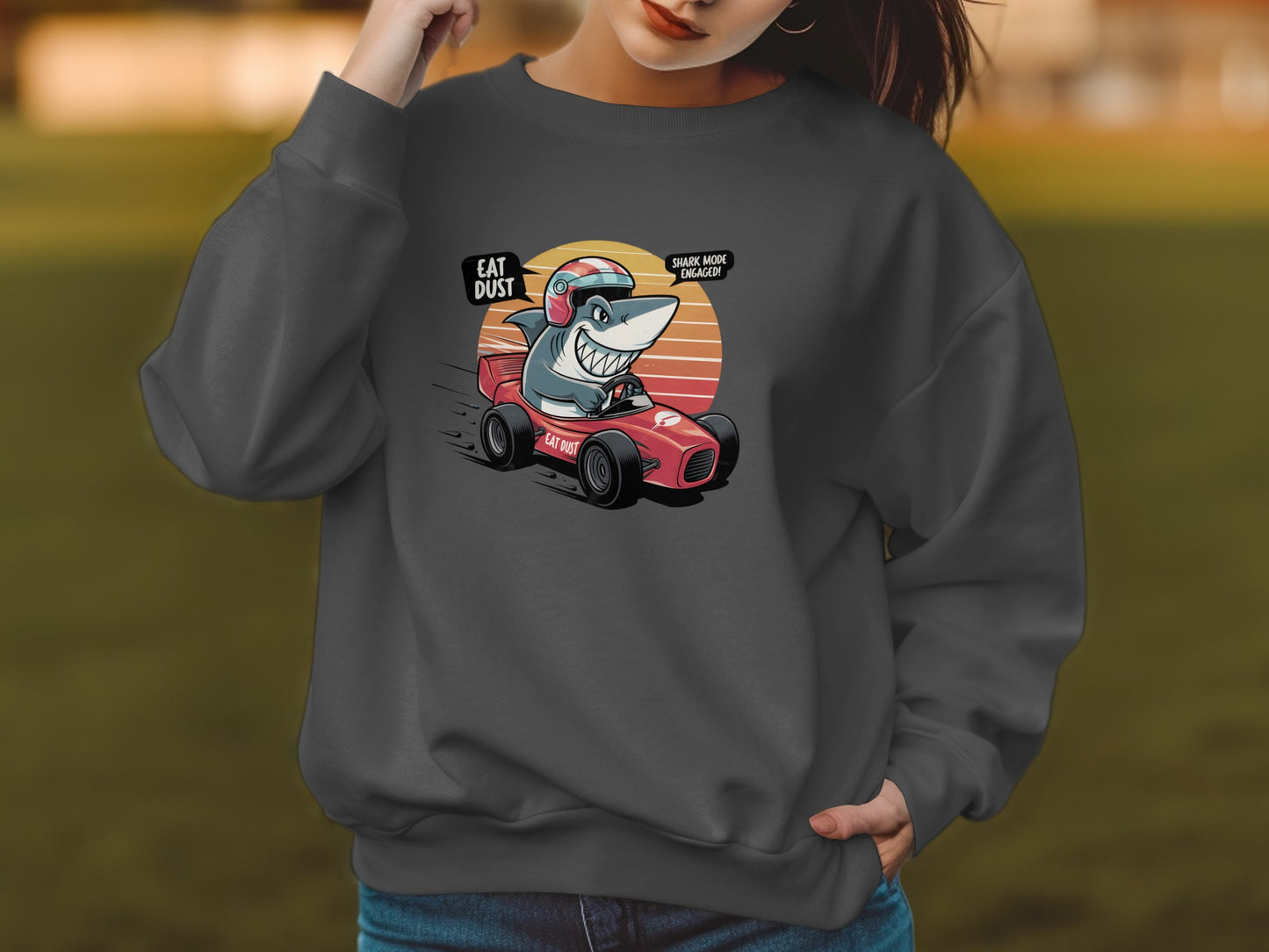 Eat Dust Shark Race Academy Racing Car Sweatshirt product