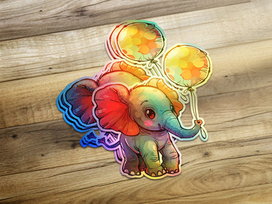 Adorable Elephant Holding Two Balloons Sticker product