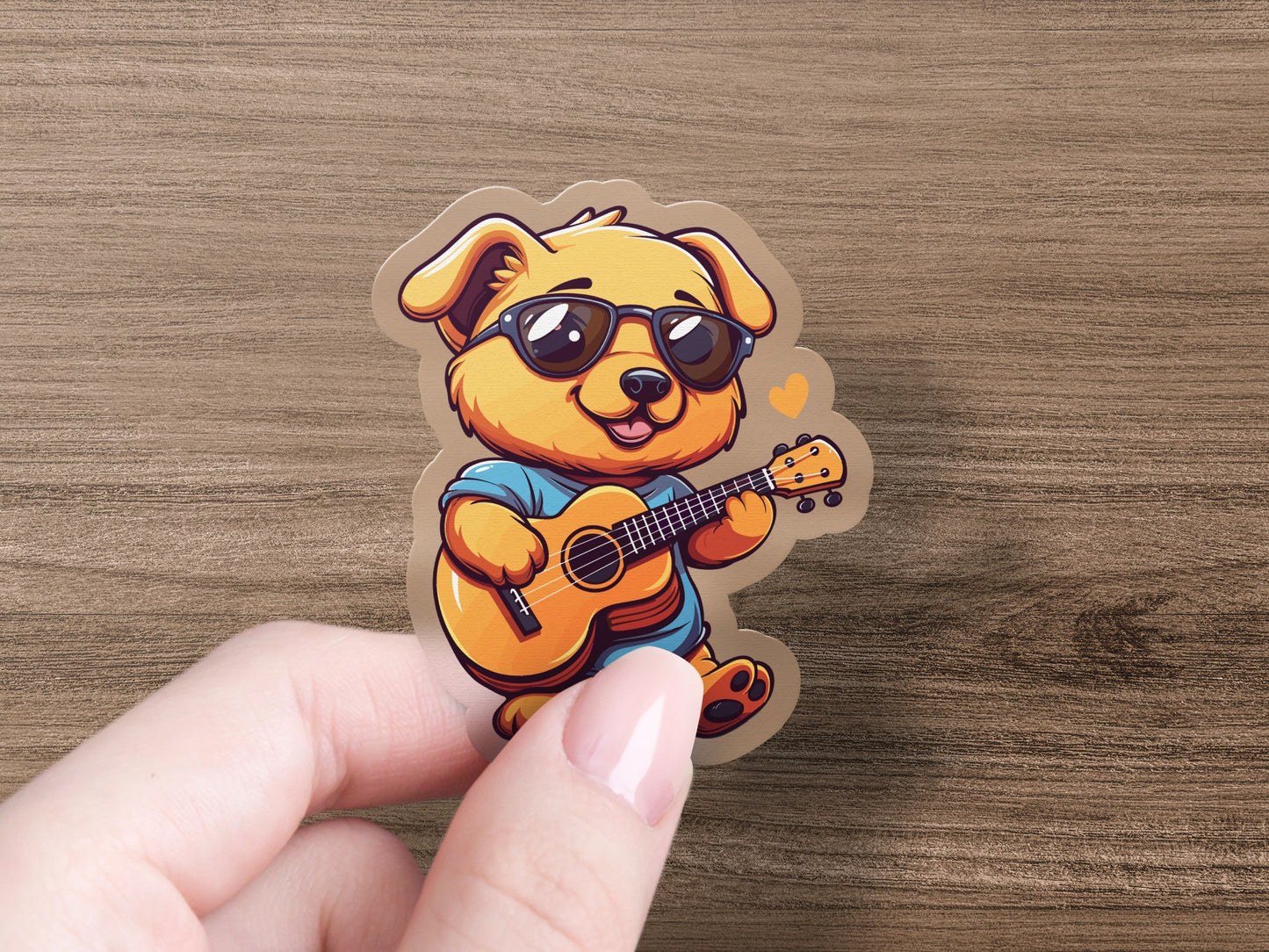 Cute Dog Playing Guitar Sticker Adorable Sticker product