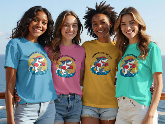 Fun Graphic Shark Print T-Shirt for Women Product Type