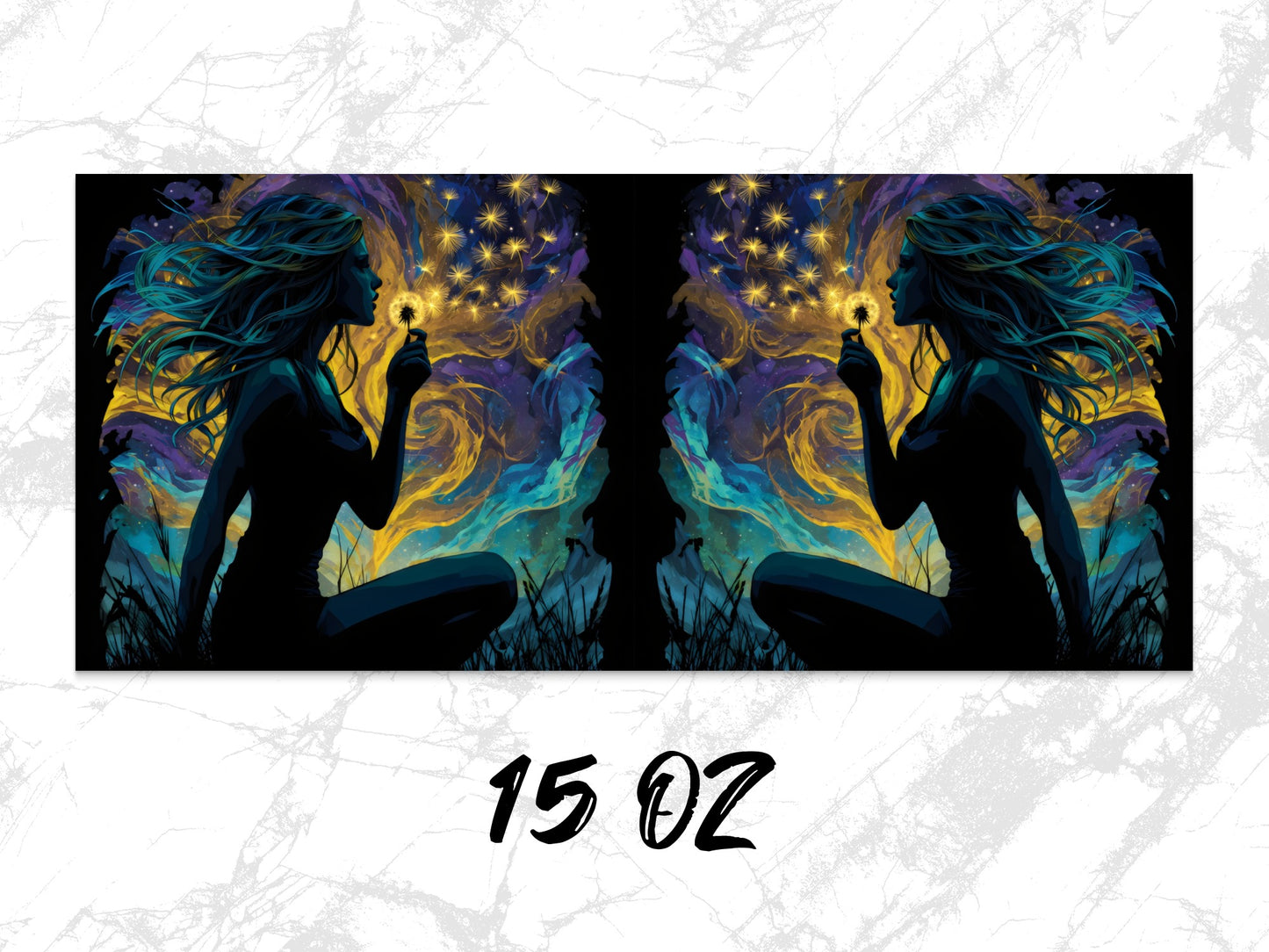 Mystical Art Canvas Print, Fantasy Woman with Stars, Cosmic Energy Wall Art, Vibrant Home Decor, 15 Oz