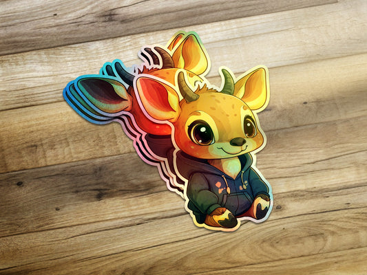 Cute Baby Deer Character Wearing Hoodie Art product