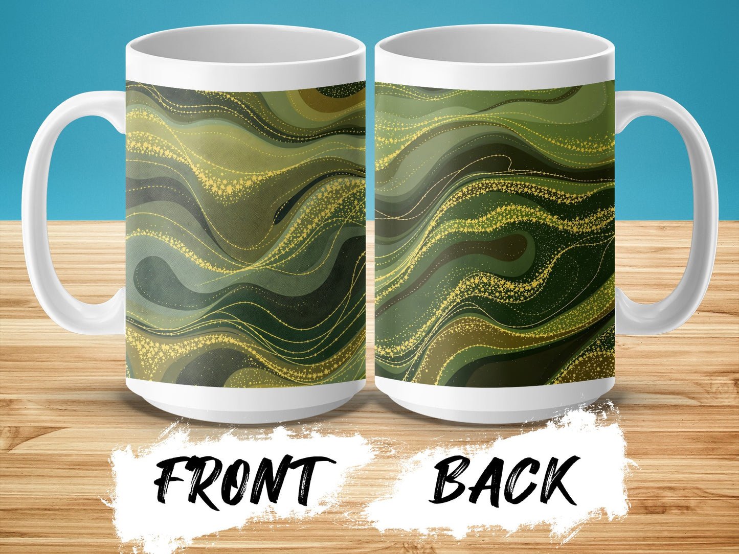 Vibrant Green Curves Artistic Coffee Mug product
