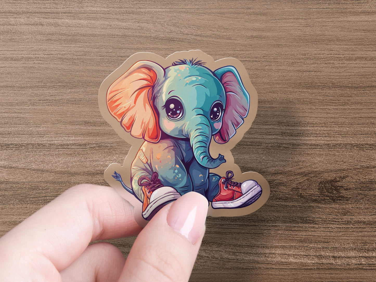 Cute Blue Elephant with Sneakers Sticker product type