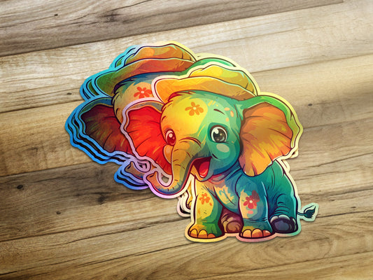 Cute Colorful Cartoon Elephant Sticker product