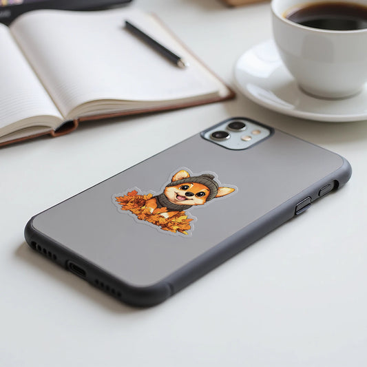 Cute Puppy with Autumn Leaves Phone Case product