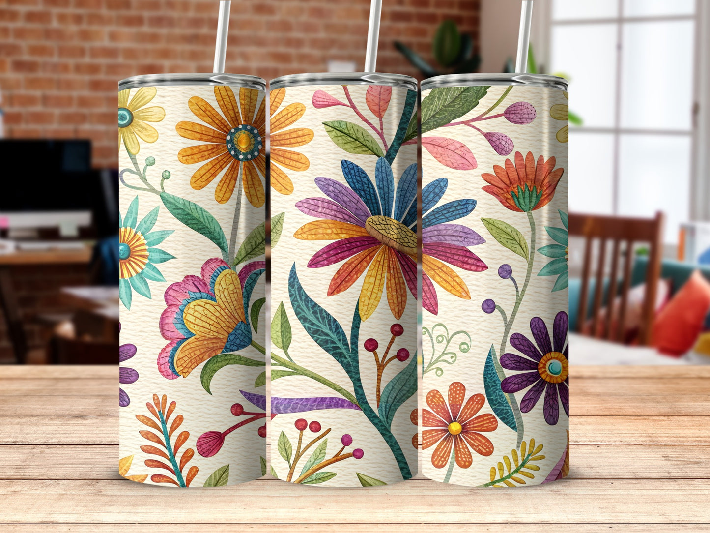 Colorful Floral Design Tumbler for a Stylish and Fun Product