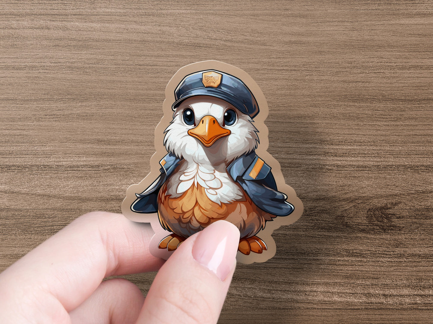 Cute Cartoon Bird in Uniform Sticker product type