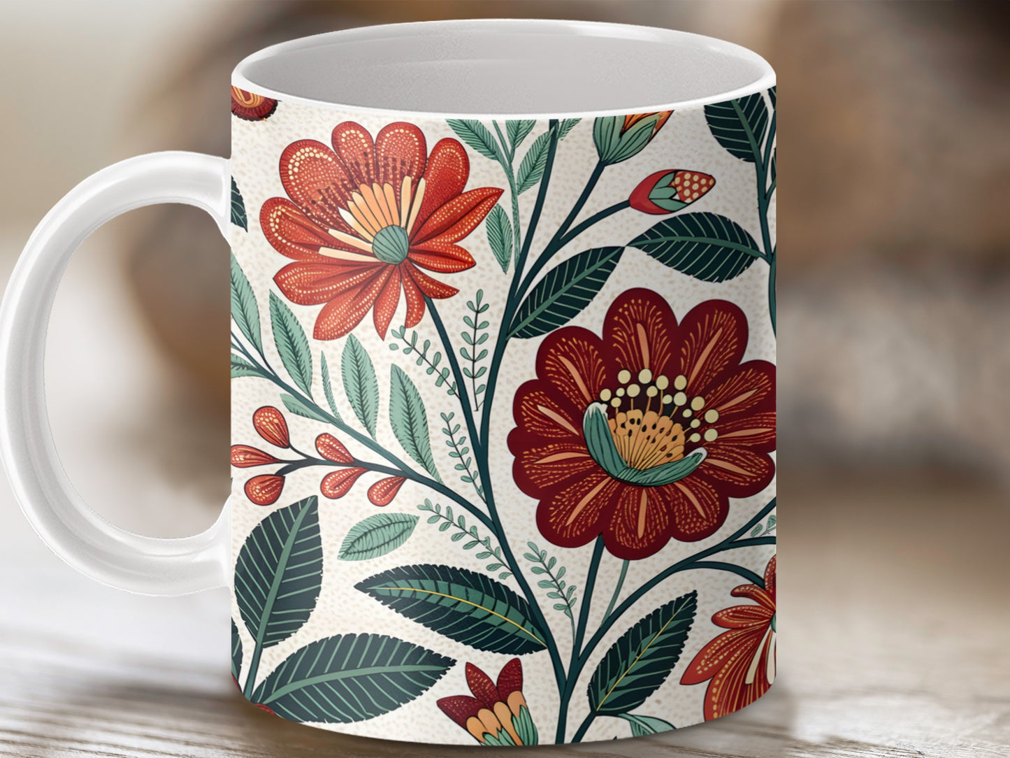 Vibrant Botanical Floral Art On Coffee Mug product