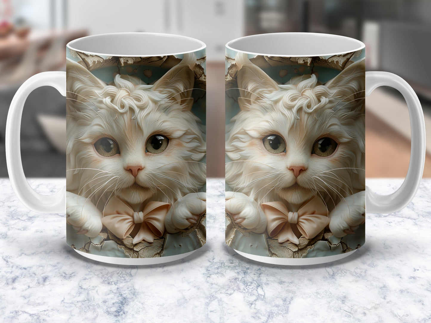 Cute Cat Coffee Mug, Whimsical Kitten Art Tea Cup, Unique Pet Lover Gift, Ceramic Drinkware for Cat Enthusiasts