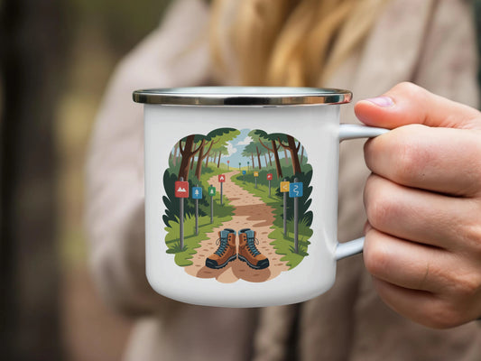 Hiking Trail and Boots Adventure Enamel Mug product
