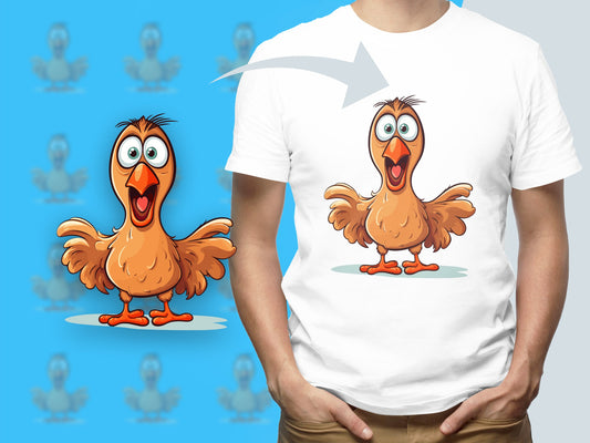 Funny Cartoon Chicken T-Shirt, Cute Orange Bird Graphic Tee, Casual Summer Style Top, Unisex Fashion