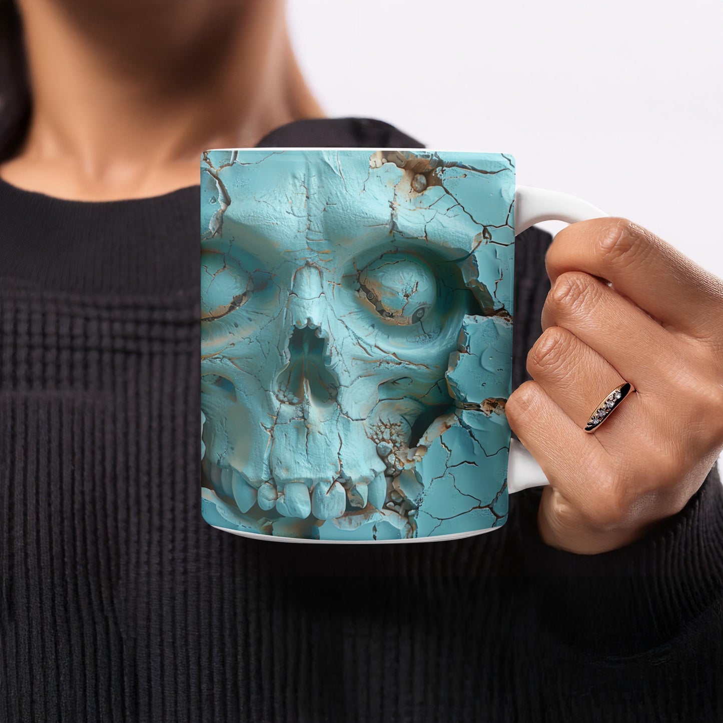 Cracked Skull Design Blue Coffee Mug product