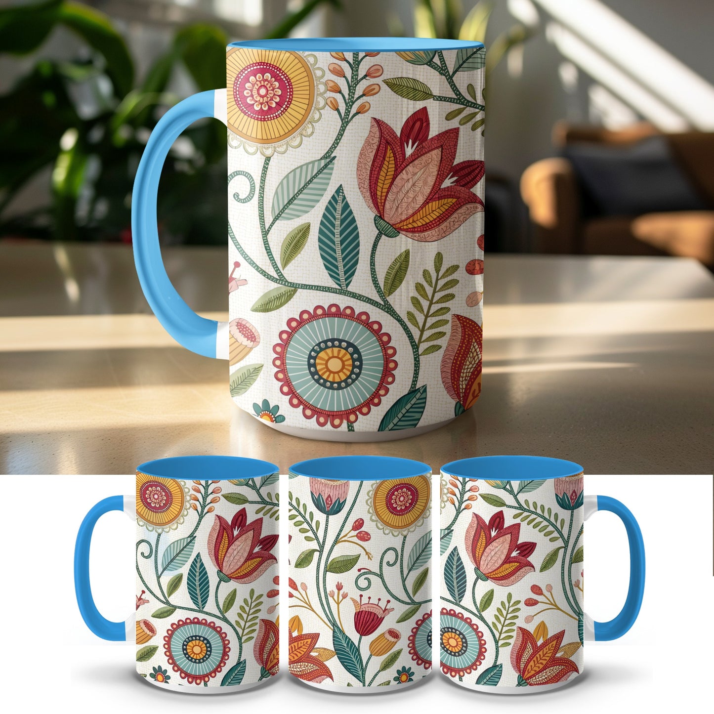 Colorful Floral Pattern Coffee Mug product type