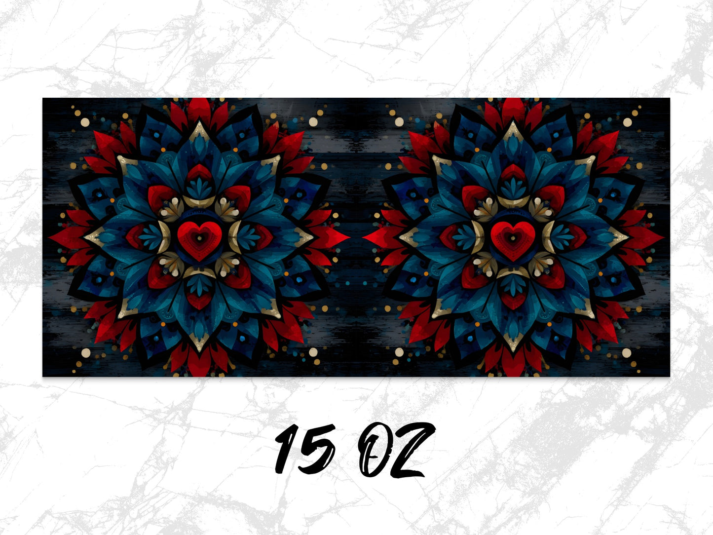 Mandala Wall Art, Twin Bohemian Hearts Print, Colorful Rustic Home Decor, 15 Oz Canvas Panel