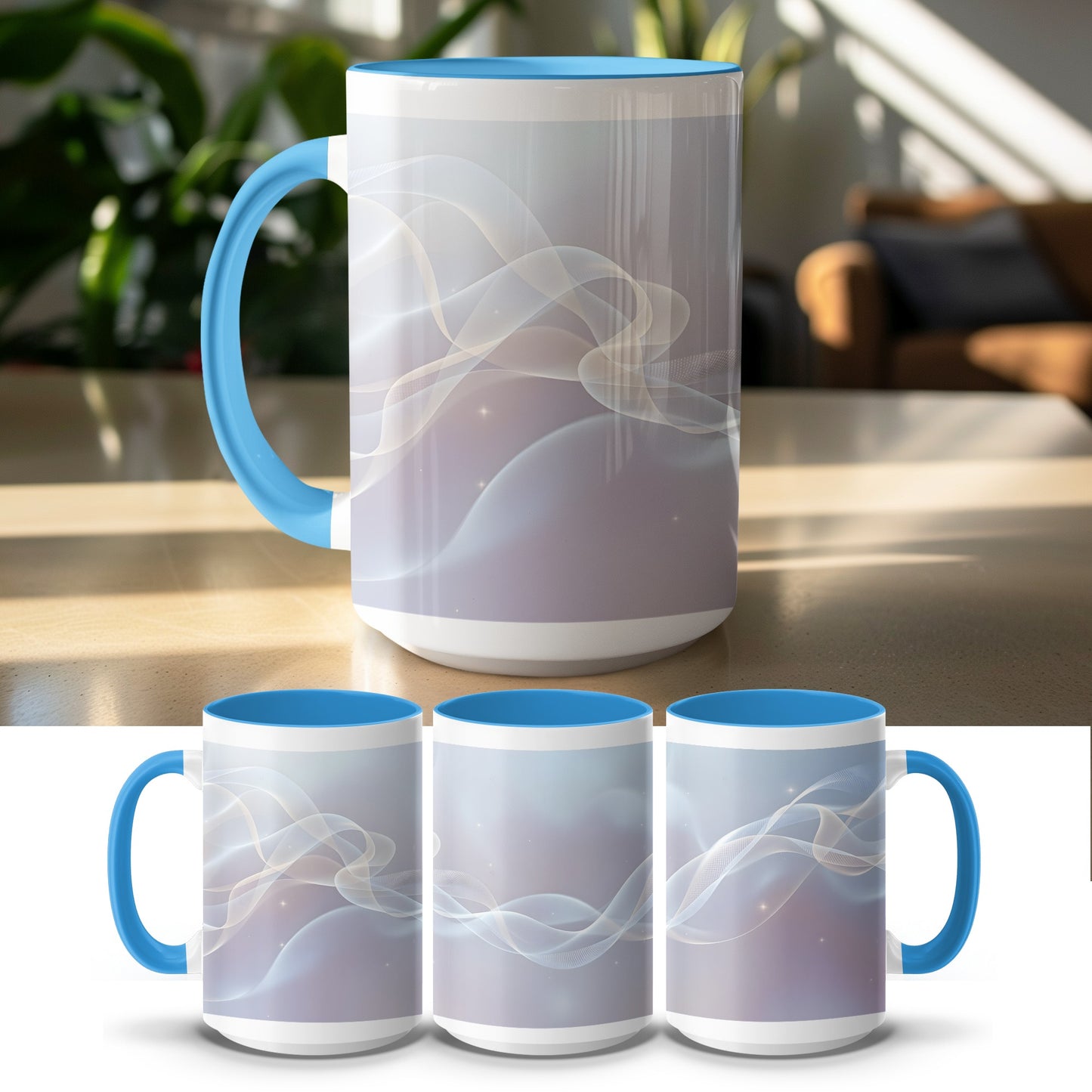 Elegant Blue and White Swirl Design Mug product