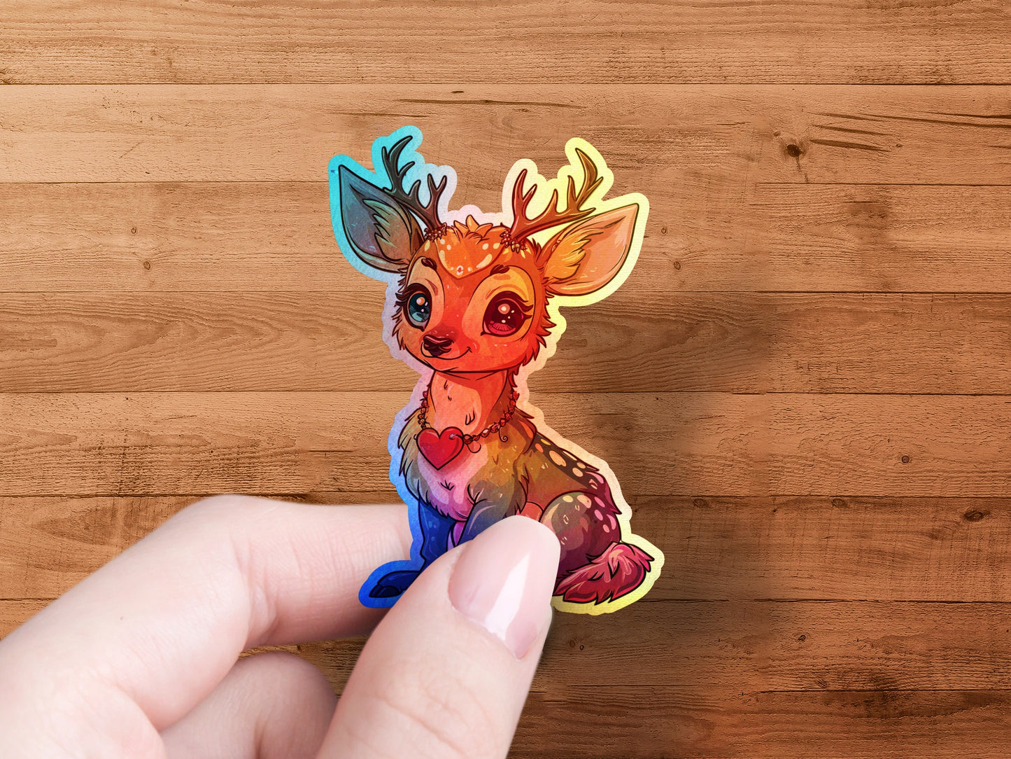 Adorable Multicolor Deer Heart Shaped Sticker product type