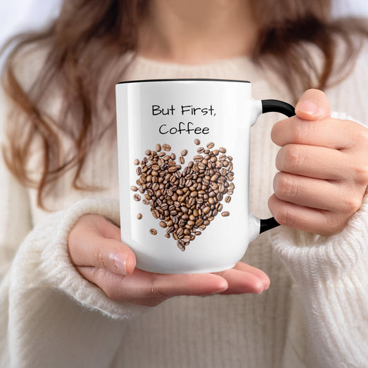 But First Coffee Heart Design Funny Mug product type