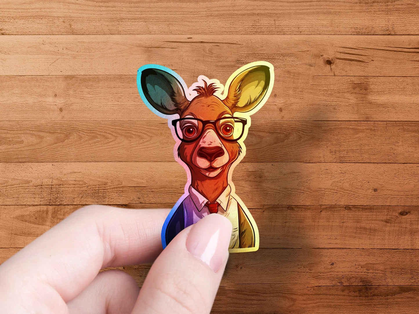 Colorful Kangaroo with Glasses Sticker product type