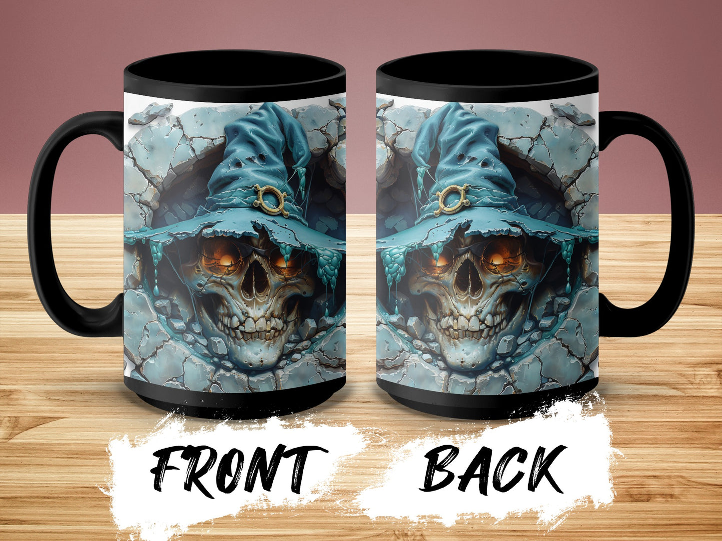 Scary Skull with Witch Hat Halloween Mug product