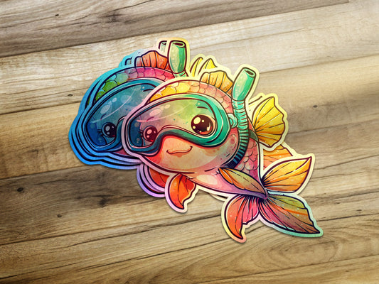 Cute Diving Fish Stickers Colorful Vinyl product