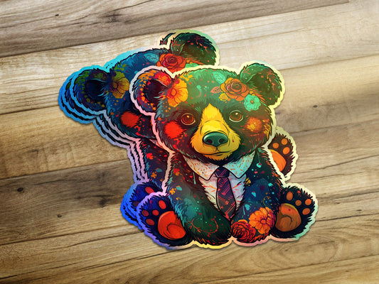 Colorful Floral Bear Sticker Decorative product
