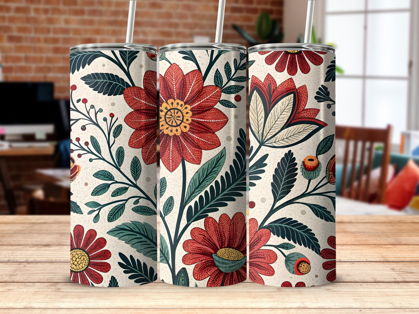 Floral Pattern Insulated Tumbler for Beverages product