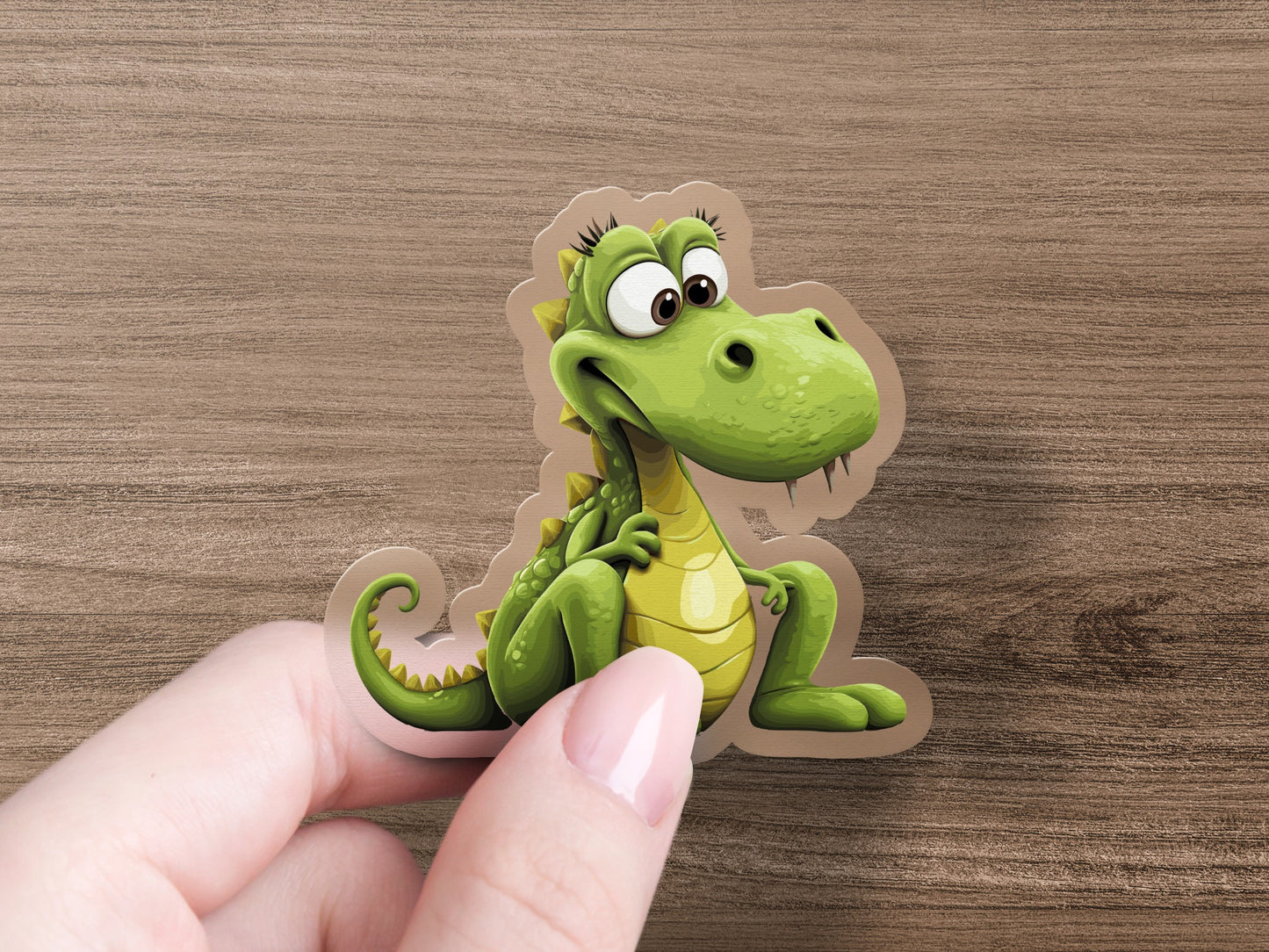 Cute Green Cartoon Dinosaur Sticker product