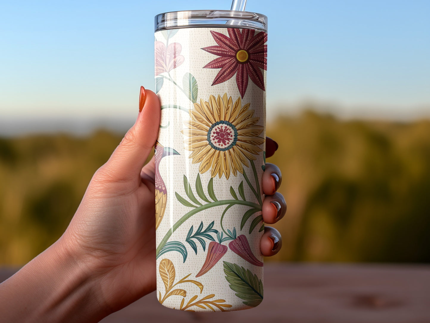 Vibrant Floral Pattern Tumbler for Stylish Drinkware product type
