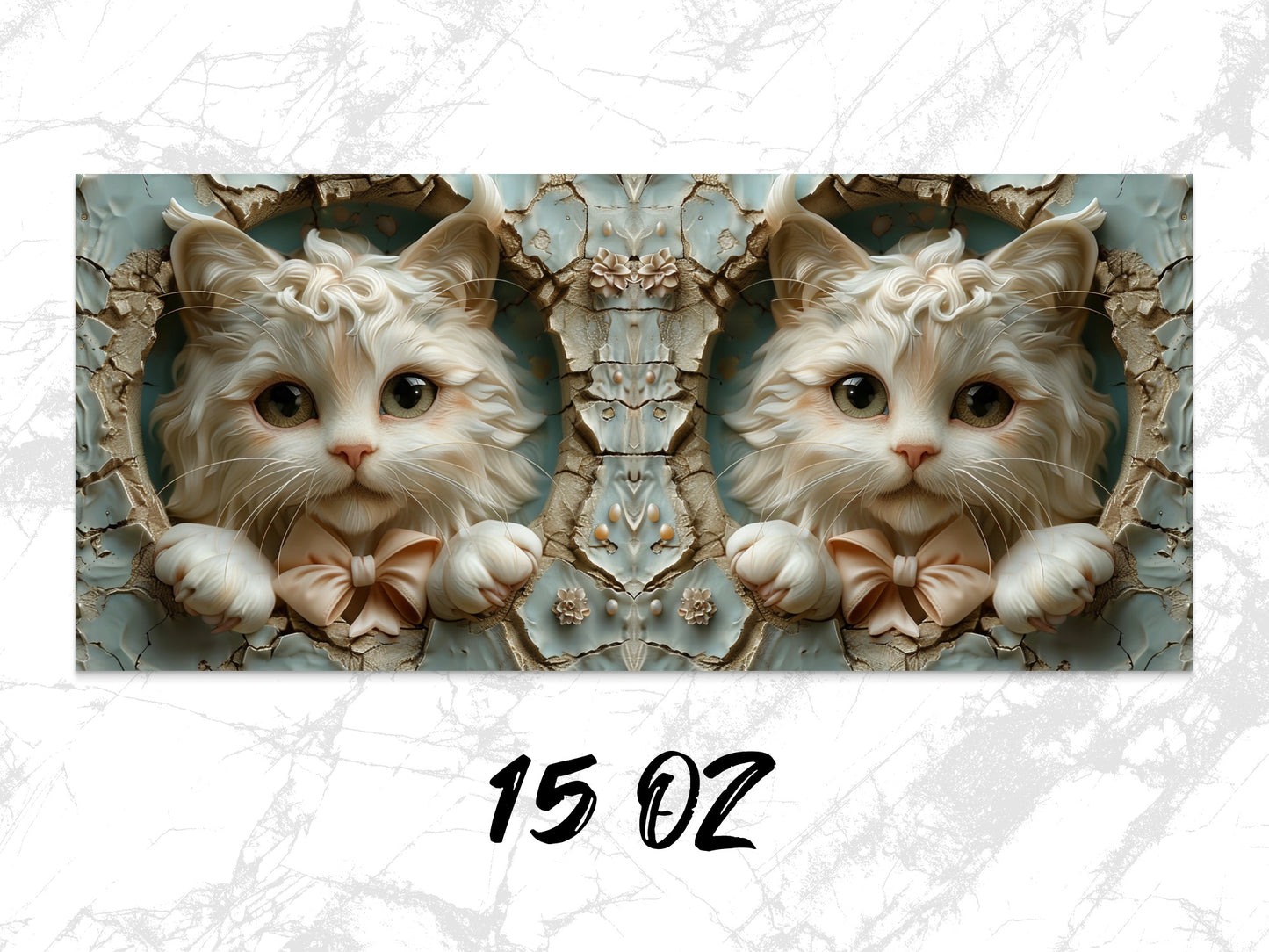 Cute Cat Art Print, Symmetrical Kitten Illustration, Whimsical Animal Wall Decor, Unique Gift for Cat Lovers, 15 Oz