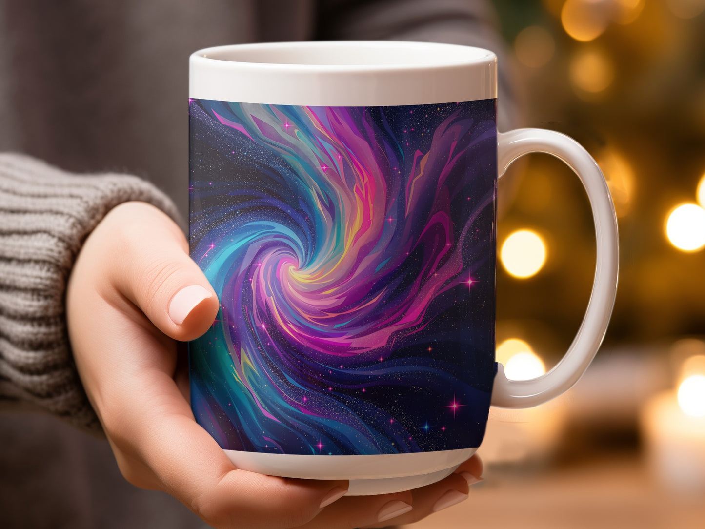 Vivid Galaxy Swirl Design Mug Perfect Gift Product
