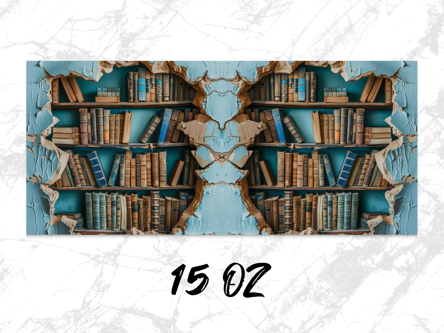 Vintage Library Bookshelf Art Print, Rustic Home Decor, Wall Hanging, Aged Books Poster, Unique Study Room Decoration, 15 oz