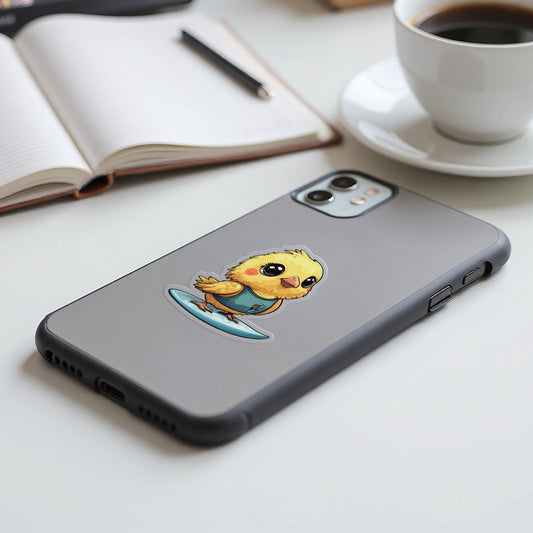 Cute Cartoon Chick on Surfboard Design Phone Case product