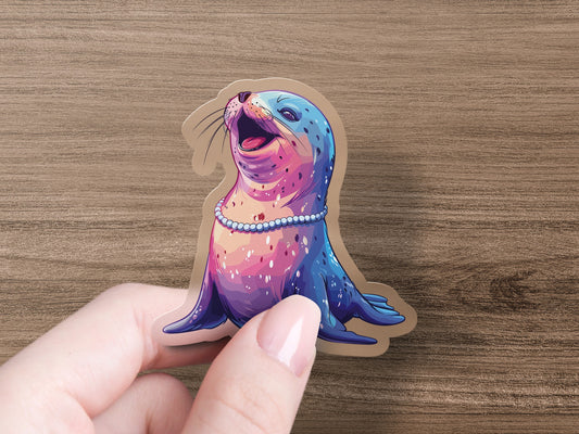Cute Cartoon Seal with Necklace Sticker product type