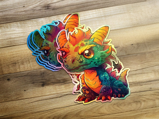 Colorful Cute Baby Dragon Sticker product