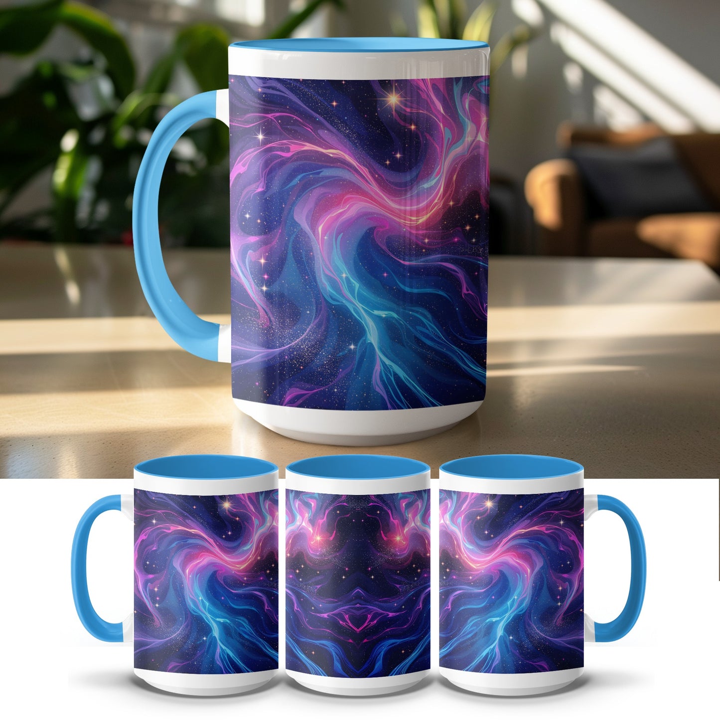 Vivid Swirling Galaxy Art Print Ceramic Mug product
