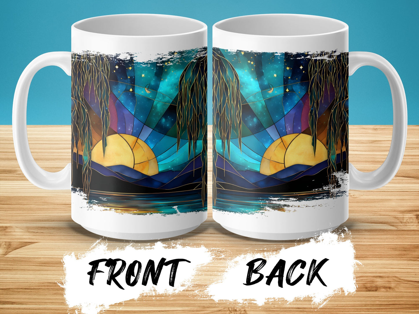 Artistic Sunset Scene Stained Glass Style Mug product