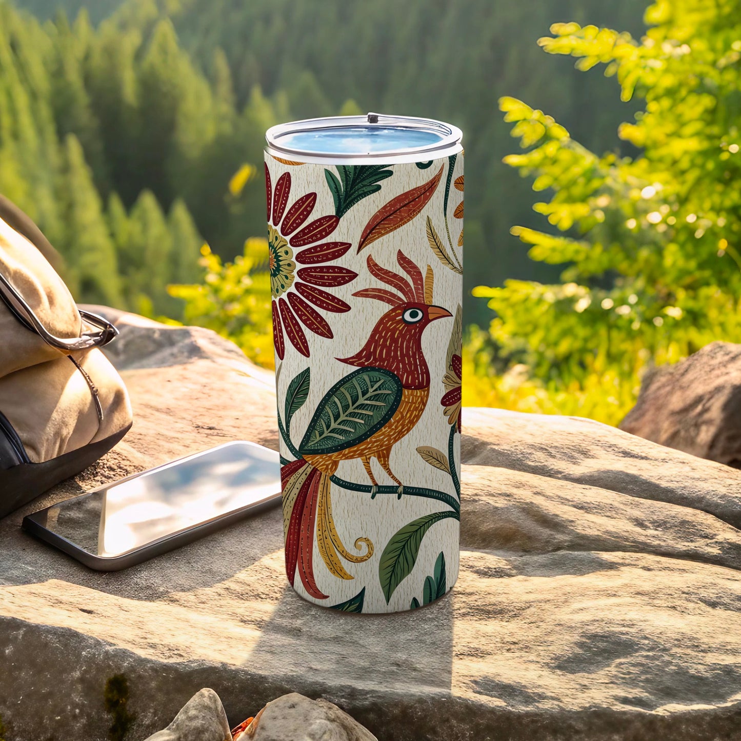 Colorful Floral Bird Pattern Skinny Tumbler product type