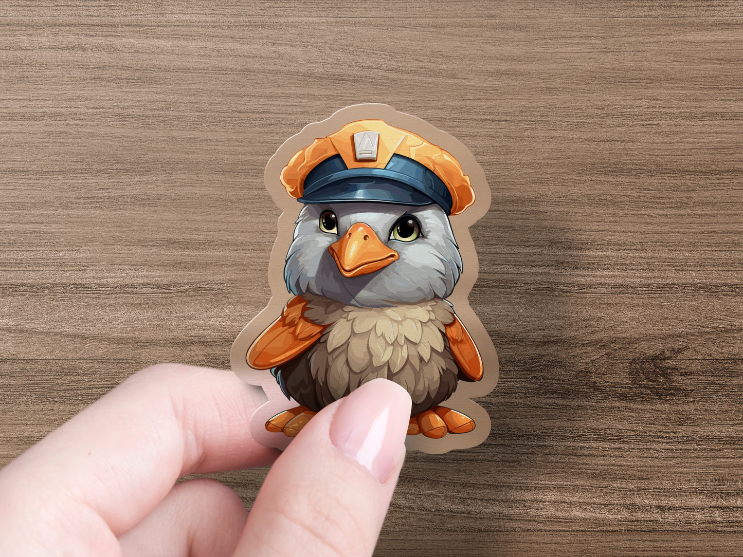 Adorable Cartoon Bird in Uniform Sticker product type
