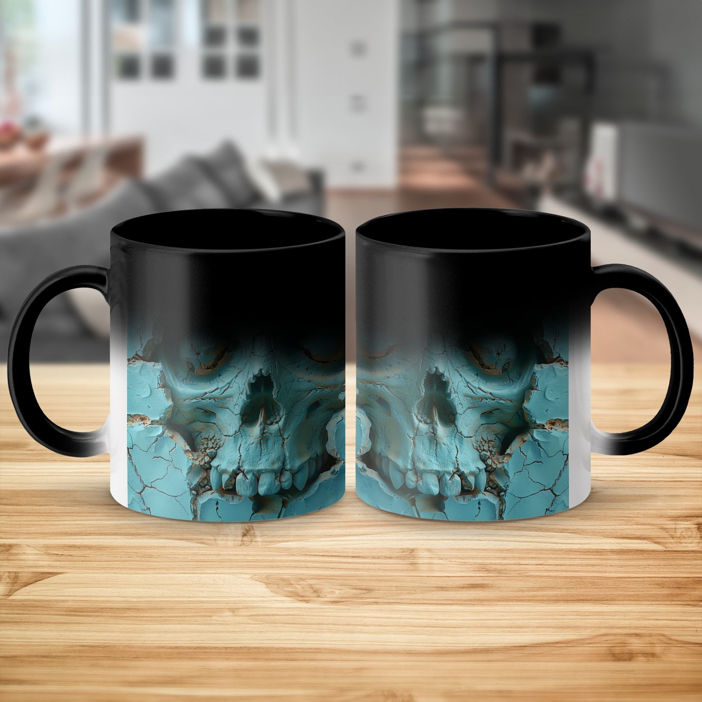 Skull Design Blue and Black Ceramic Mug product