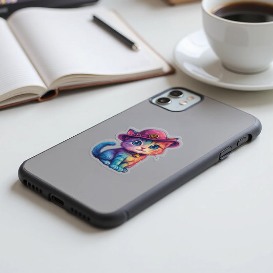 Adorable Cat with Hat Design Phone Case product