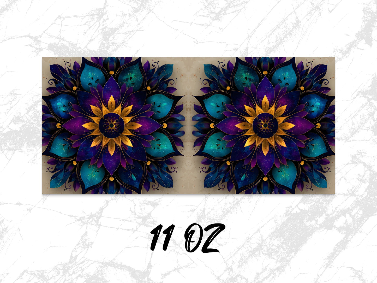 Vibrant Floral Canvas Art Print, Colorful Mandala Wall Decor, 11 Oz Large Abstract Flower Artwork for Living Room
