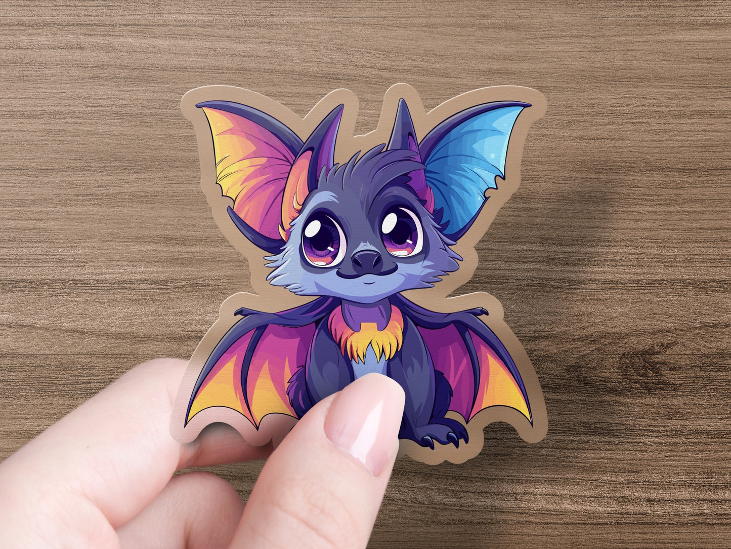 Cute Colorful Cartoon Bat Sticker for Fun product
