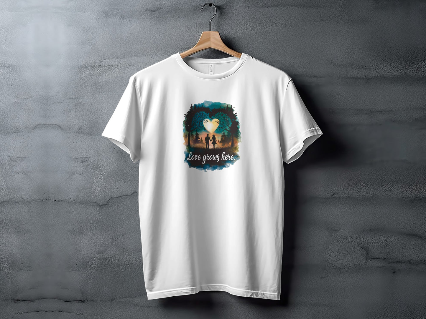Love Grows Here Design White T-Shirt Product