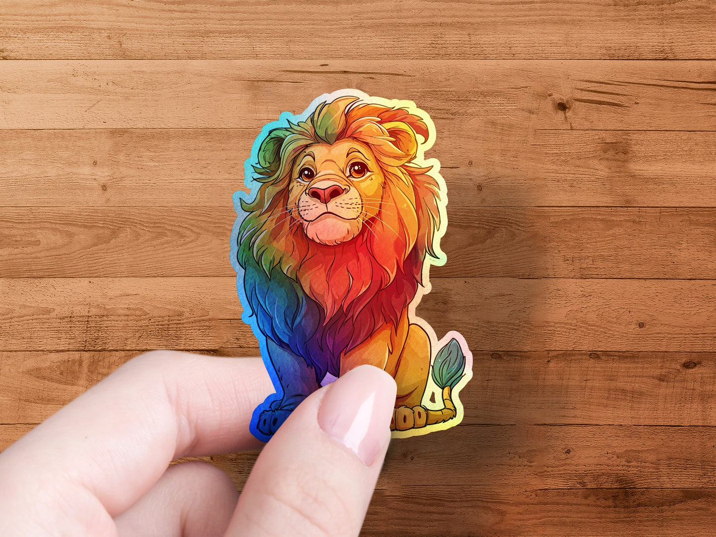 Colorful Lion Cartoon Sticker vibrant animal product