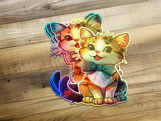 Cute Colorful Kittens with Bow Tie Sticker product type