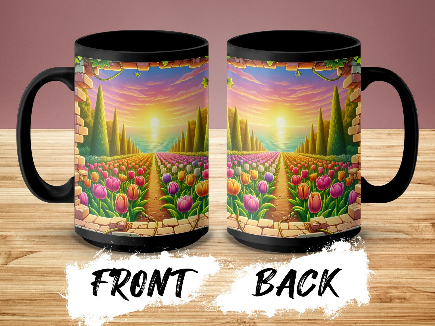 Colorful Sunrise Tulip Garden Design Mug product type